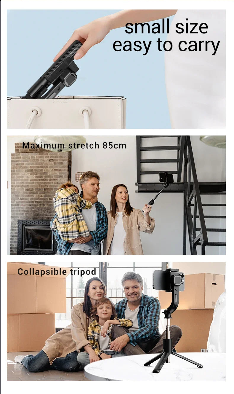 Cellphone Gimbal Stabilizer for Smartphone Mobile 1-Axis Anti Shake Selfie Stick Handheld Video Tripod Phone Holder for iPhone