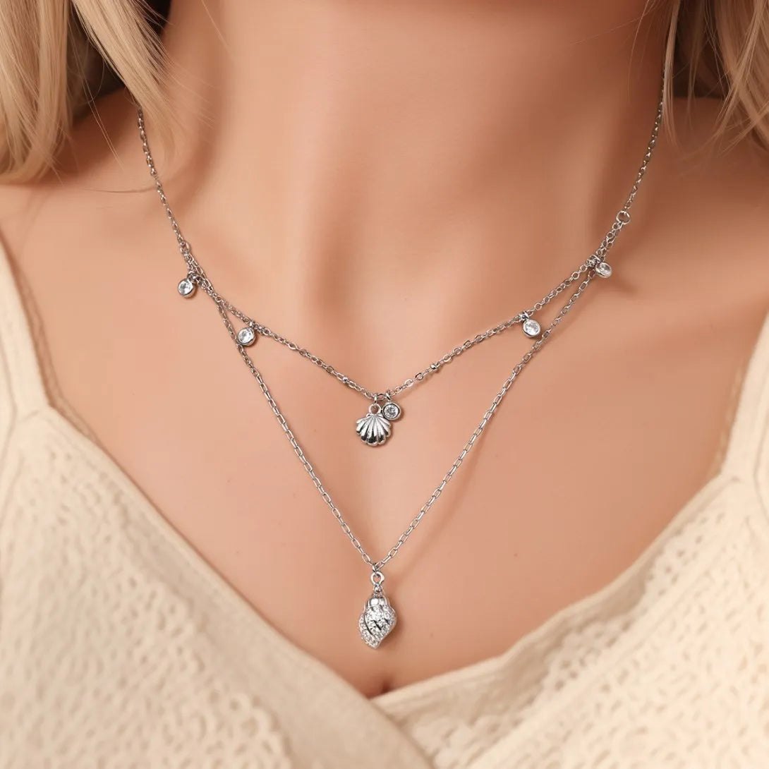 Necklace 925 Sterling Silver Shell Classic Simple Adjustable Women Girls Fashion Jewelry Gift
