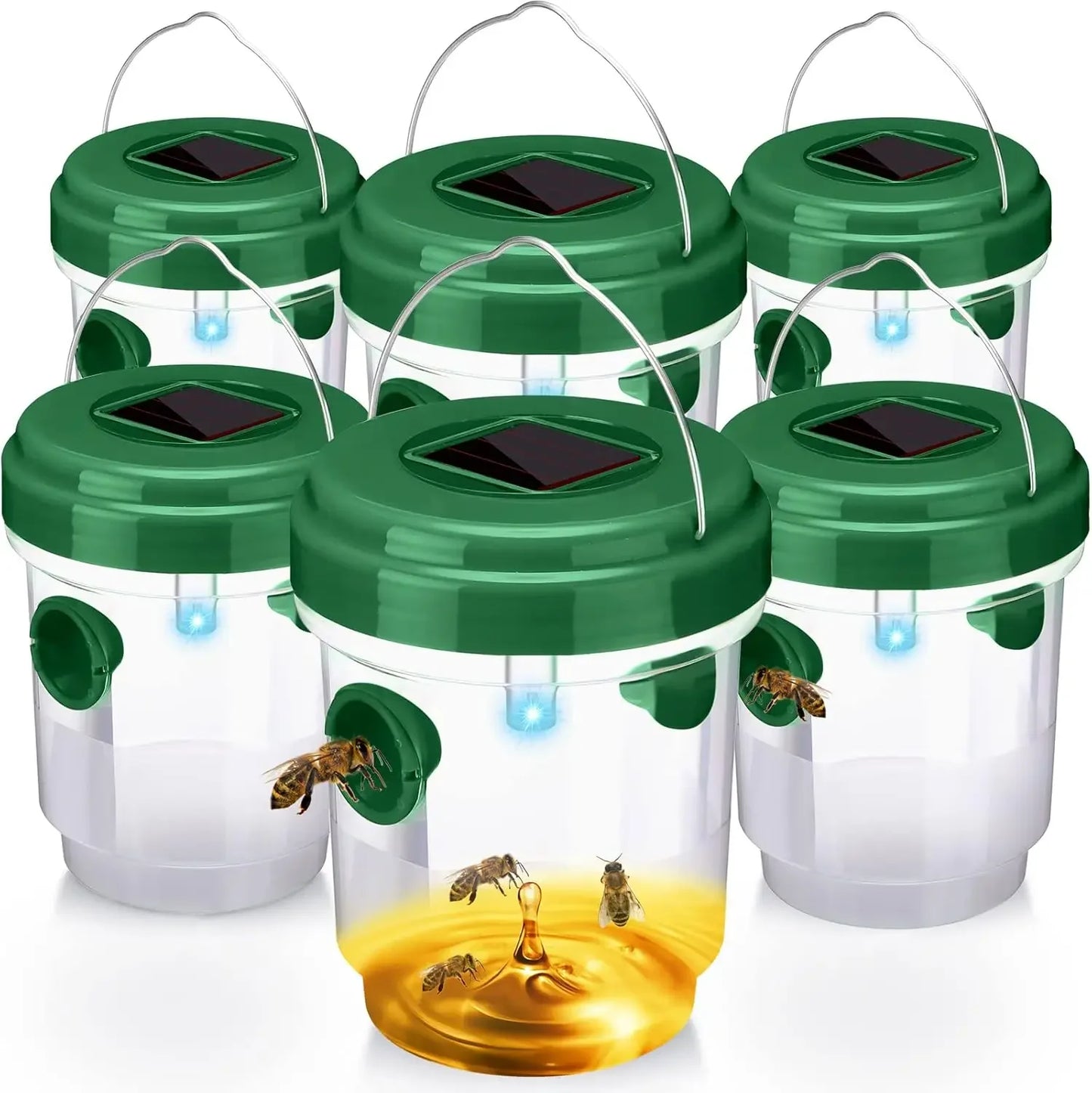 Reusable Fly Traps Outdoor Hanging Wasp Killer with UV LED Light Flying Insect Bee Killer for Indoor Outside Patio Home