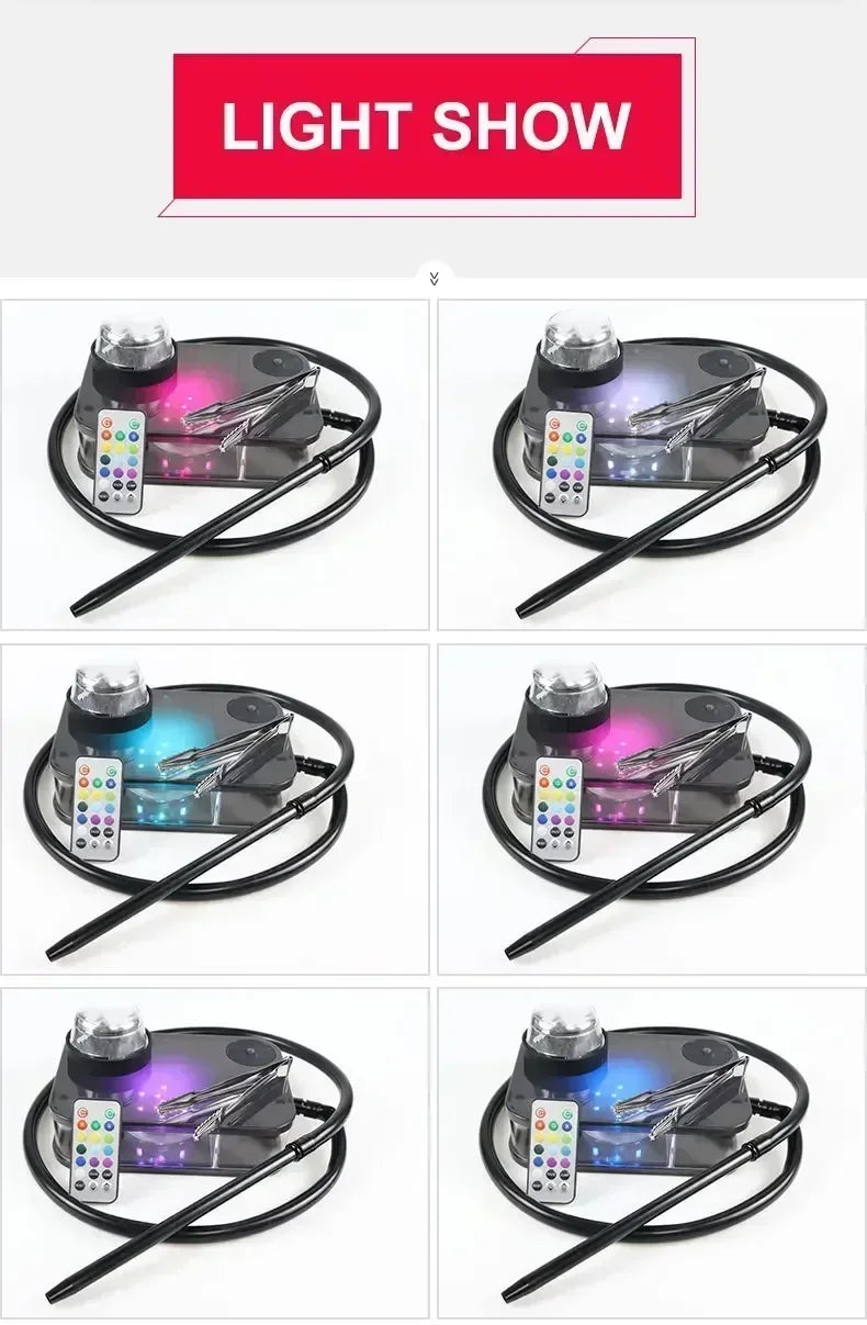 Smoking Hookah Shisha With LED Light Nargile Cachimba Water Pipe Chicha Hookah Kit Accessories For Smoking Кальян Acrylic Shisha