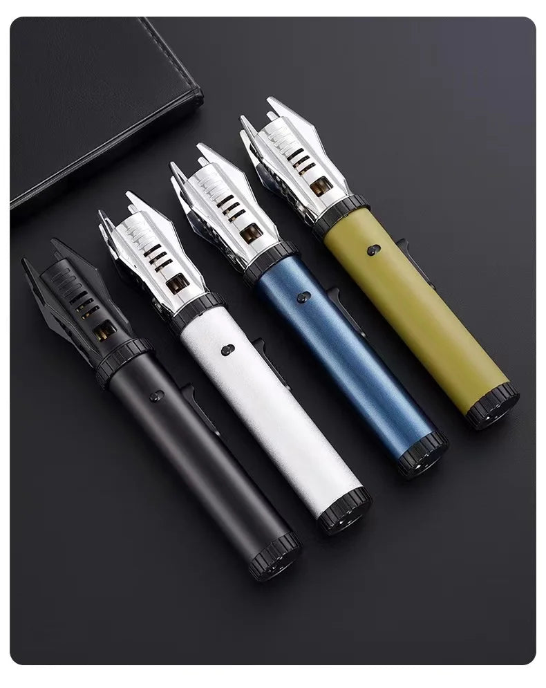 2023 High Temperature Welding Gun Lighter Windproof Red Flame Cigar Lighter Butane Inflatable Lighter Outdoor BBQ Men's Tools
