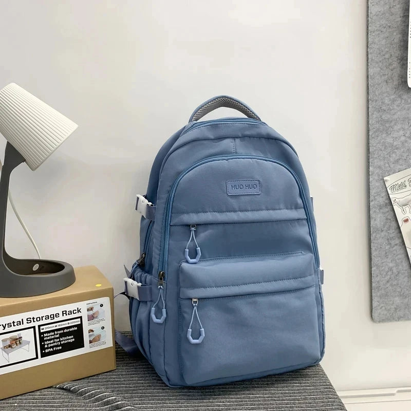 College Style Canvas School Bags For Girls Solid Junior High School Student Schoolbag Korean Version Laptop Backpack Women Boys