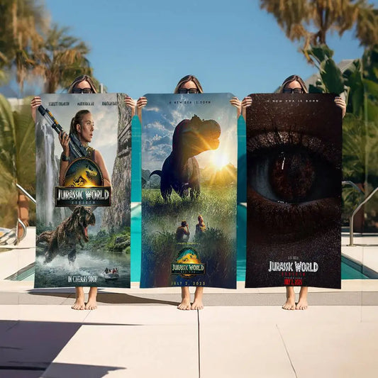 Jurassic World Rebirth movie Cartoon Beach Towel Cute Kawaii Room Decor Bath Girls Children Hand Towels For Bathroom Shower