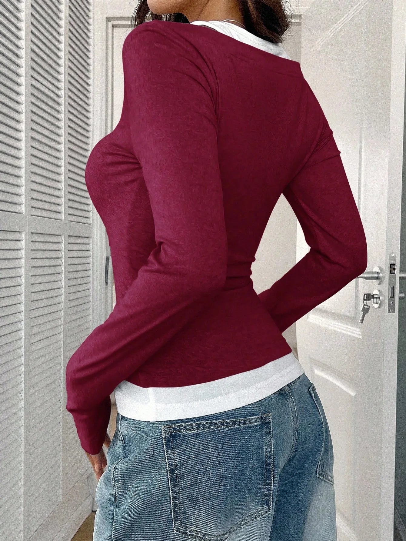 New Women's Blouses T-shirt Spring Fall Fashion Slim Halter Neck Fake Two-piece Stretch Long-sleeve Top Women Casual Clothing