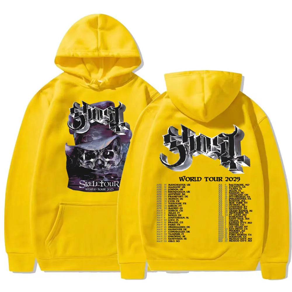 Band Ghost Skeletour World Tour 2025 Merch Hoodie Men Women Fashion Hip Hop Cool Sweatshirt High Quality Hoodies Streetwear Tops