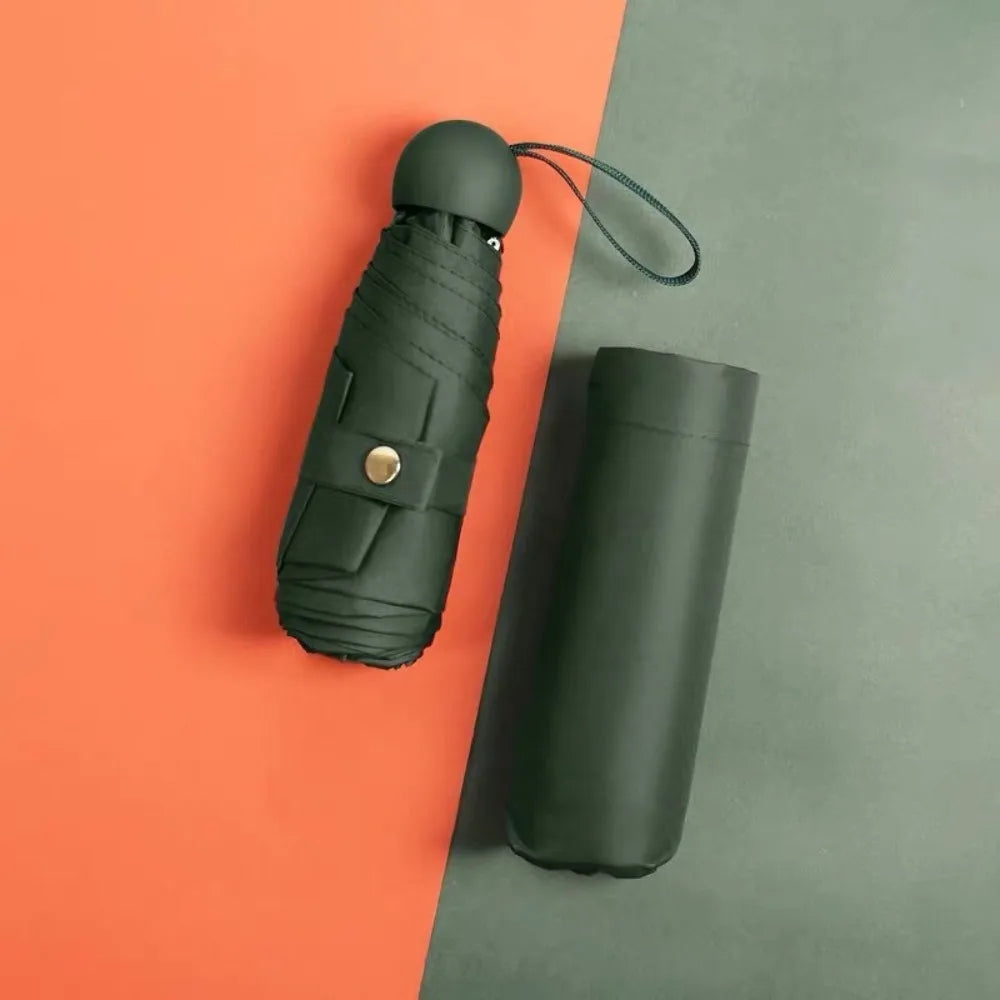 Mini Capsule Folding Umbrella Vinyl with Box Sun Rain Umbrella UV Sunshade Dual Use Protection Travel Accessoreis for Outdoor