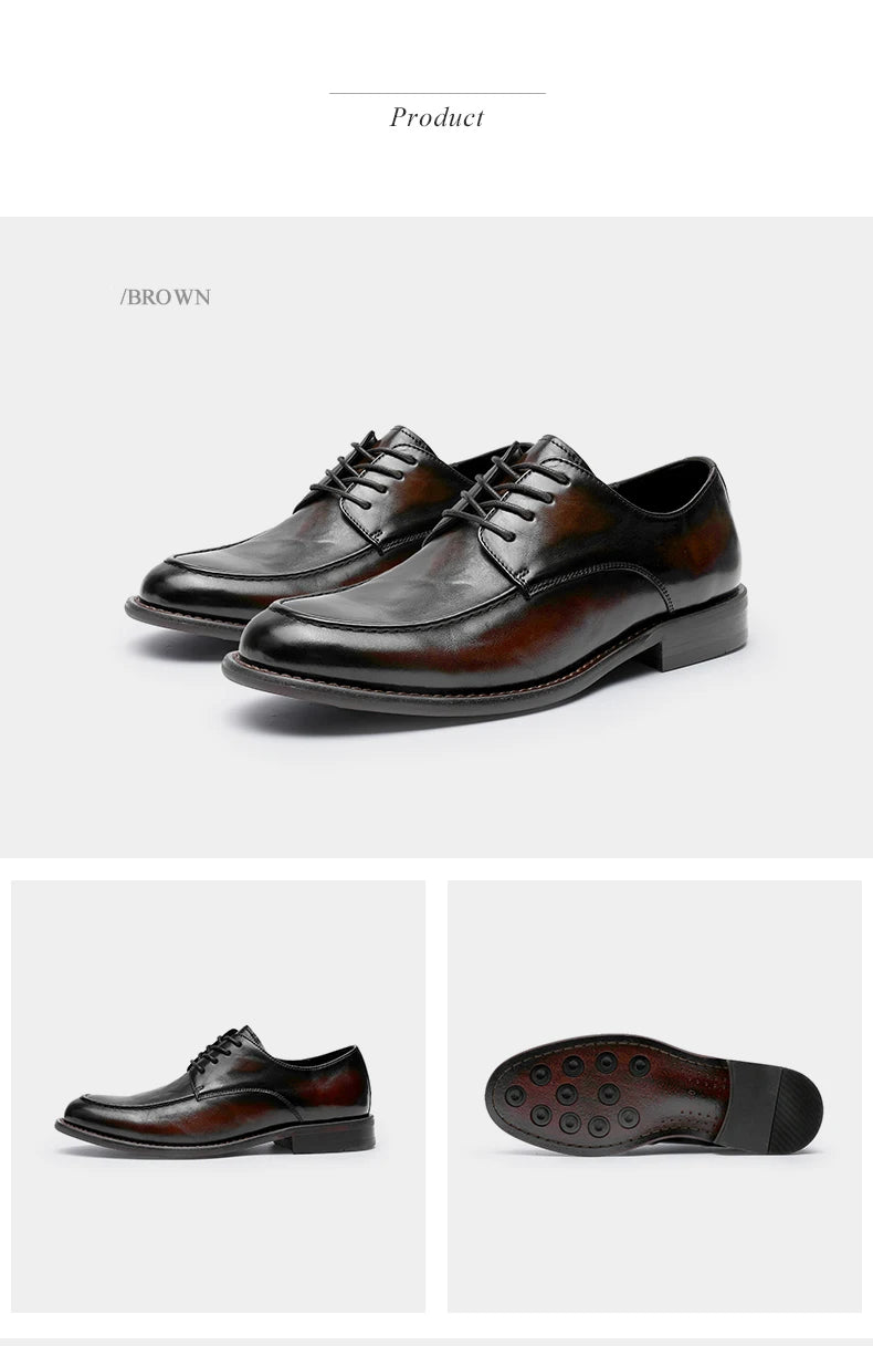 DESAI Full Grain Leather Men Shoes Genuin Leather Luxury Brand Derby Breathable  Arrival Fashion Designer