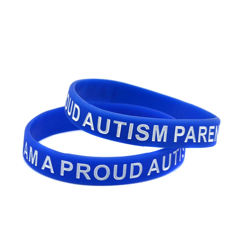 1 PC Autism Awareness Motivational Silicone Bracelet Blue Rubber Bangle I Am A Proud Autism Parent Wristband