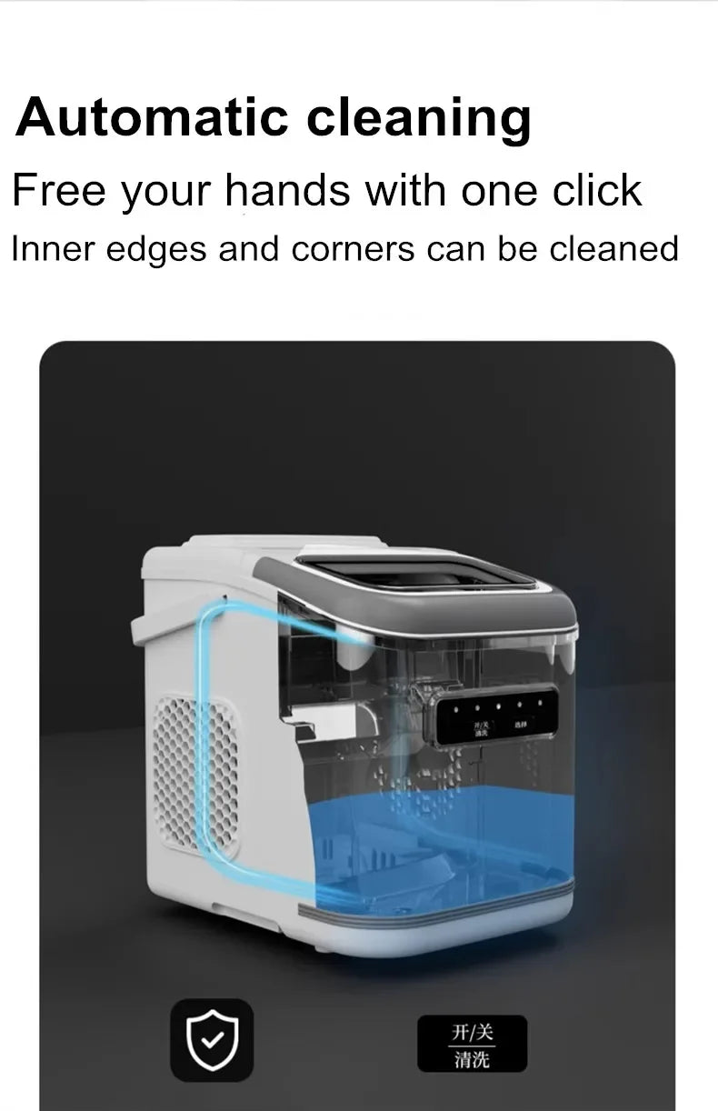 Ice Maker 15KG Automatic Household Mini Ice Cube Machine, Portable Intelligent Quiet Ice Maker for Home Dormitory Outdoor Use
