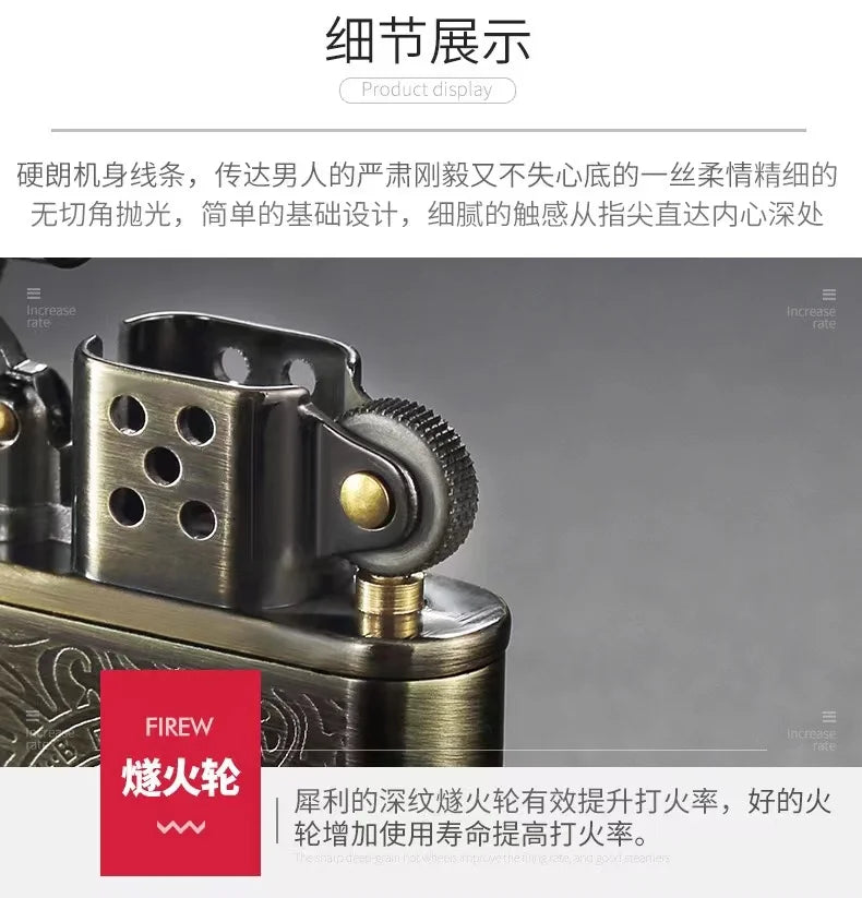 Zorro Lighter Retro Grinding Wheel Metal Constantine Flint Antique Series Lighter Various Patterns Men's Gifts