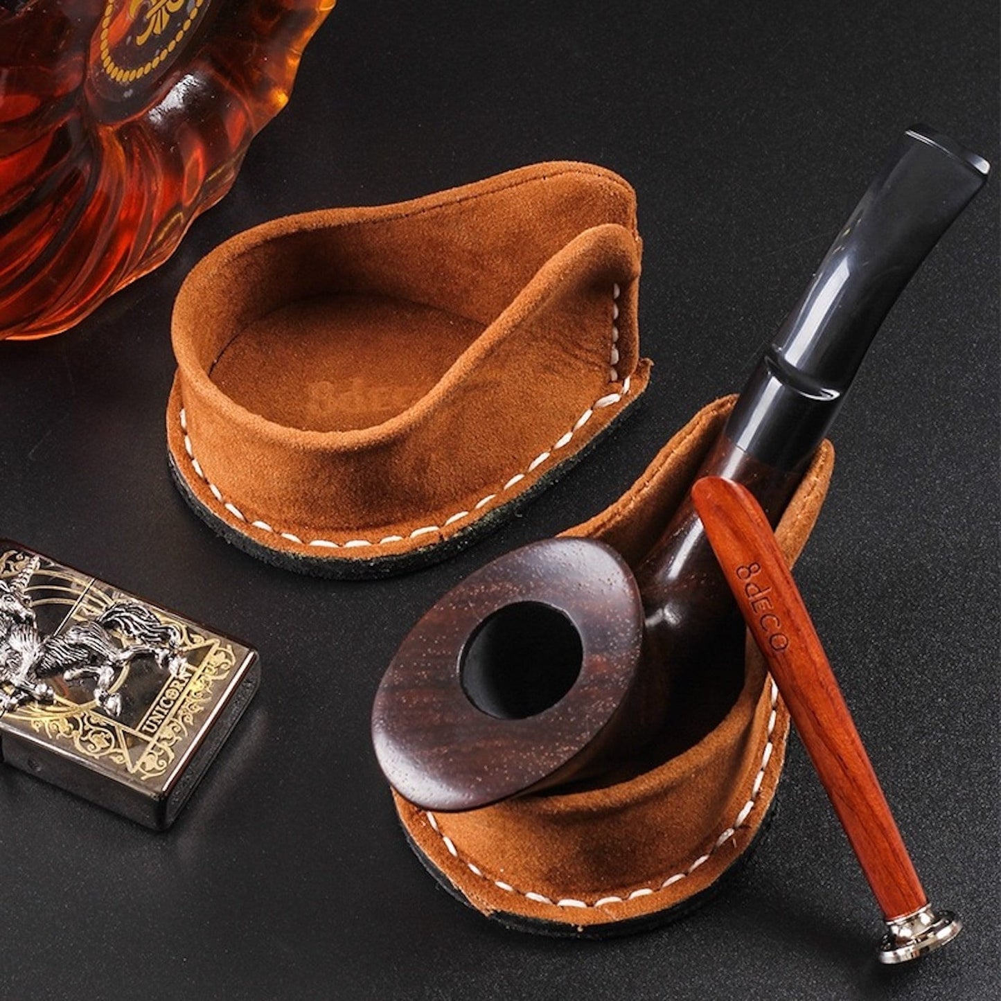 Cowhide Pipe Holder Portable Tobacco Smoking Pipe Stand Holder Tool Accessories