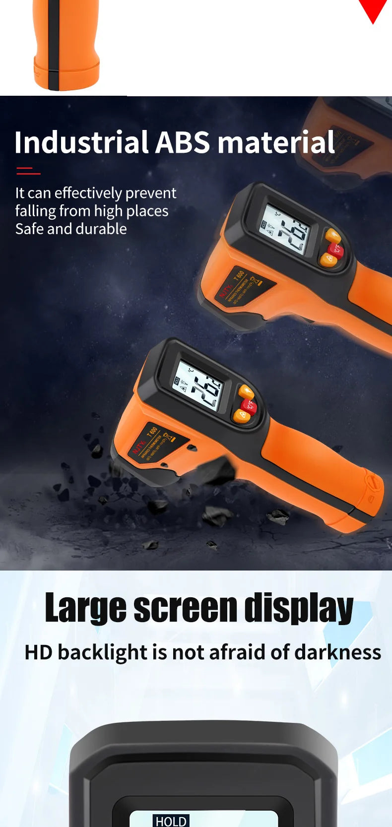 Non-contact Digital Infrared Thermometer Laser Temperature Meter Pyrometer Imager Hygrometer Termometro infrarojo Light Alarm