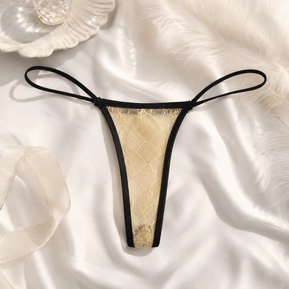 Lingerie Low Waist Men's Thongs Transparent Mesh T-back Briefs Halloween Net U Convex Pouch Lace Triangle Panties Casual Use