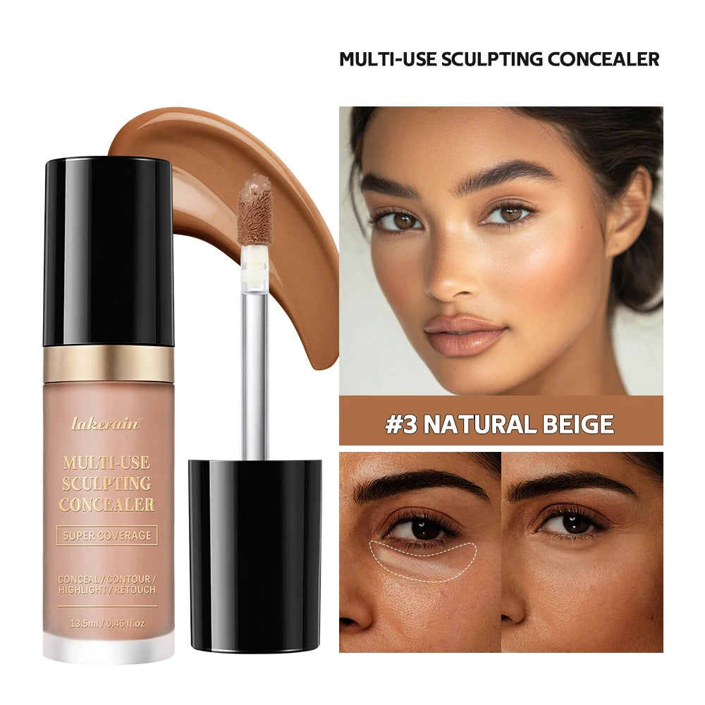 Lakerain Multi-purpose Concealer For Face Covers Freckles Even Skin Tone Moisturizing Long-lasting Sculpting Liquid Concealer