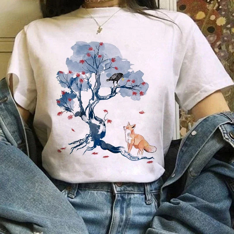 Japanese Anime T Shirts Women T-shirts Harajuku Ullzang T-shirt Cartoon Aesthetic Vintage Shirts for girls 90s Top Tees