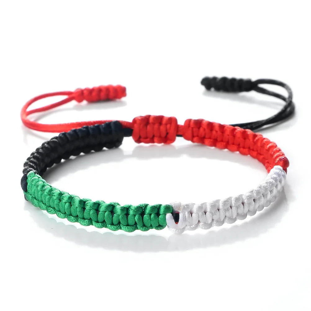 Palestine Flag Beaded Bracelet For Women Men Red Black White Green Color String Rope Braided Bangle Fashion Party Jewelry Gift