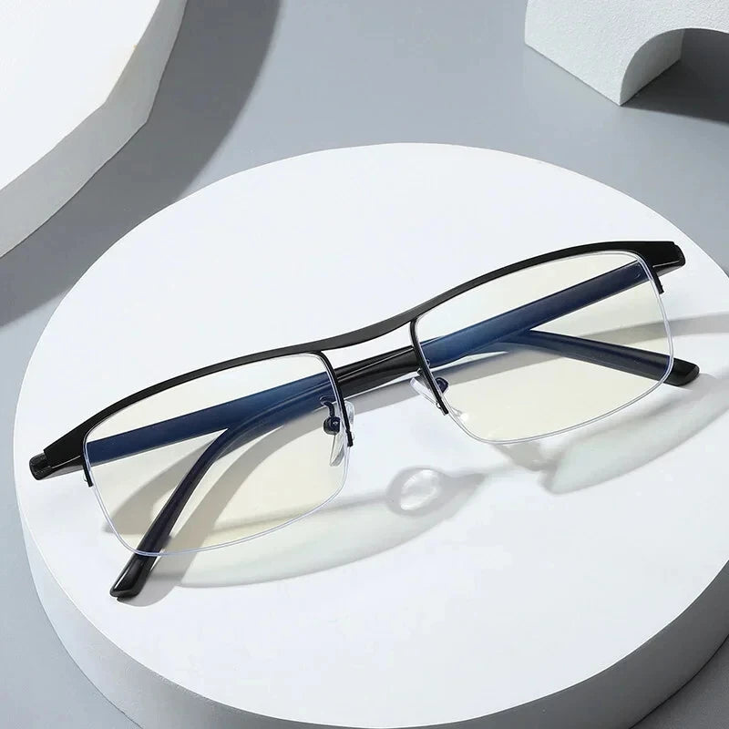 Progressive Multifocal Reading Glasses for Women and Men Anti-Blue Light Half Frame Bifocal Presbyopia Eyeglasses +100 To +400