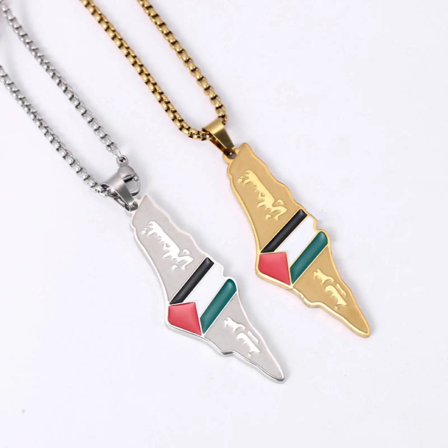 Palestine Flag Pendant Necklace for Women Men Gifts Stainless Steel Jewelry Accessories