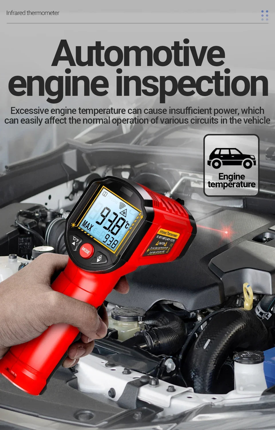 Infrared Thermometer ANENG Non-contact -50~600℃ Digital Laser Temperature Meter TH202 LCD display Pyrometer Point Gun Tester