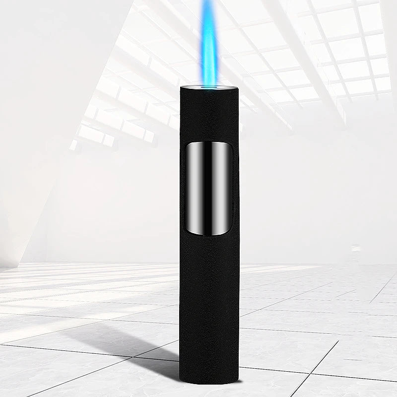 Luminous Lighter Butane Gas Lighter Straight Jet Blue Flame Glowing Lighters Smoking Lighter Cigar Accessories Men's Gift