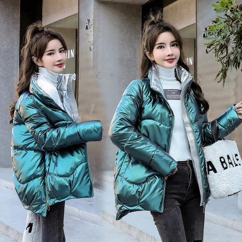 2026 New Winter Jacket Women Parkas Glossy Warm Thicken Coat Female Cotton Padded Parka Waterproof Outwear Loose Snow Jacket