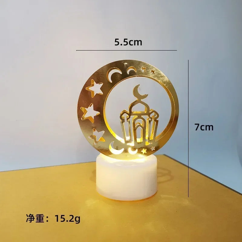 Ramadan Decoration Eid Mubarak Iron Candle LED Light Ornament Islam Muslim House Party Decoration Gift Not Include Battery