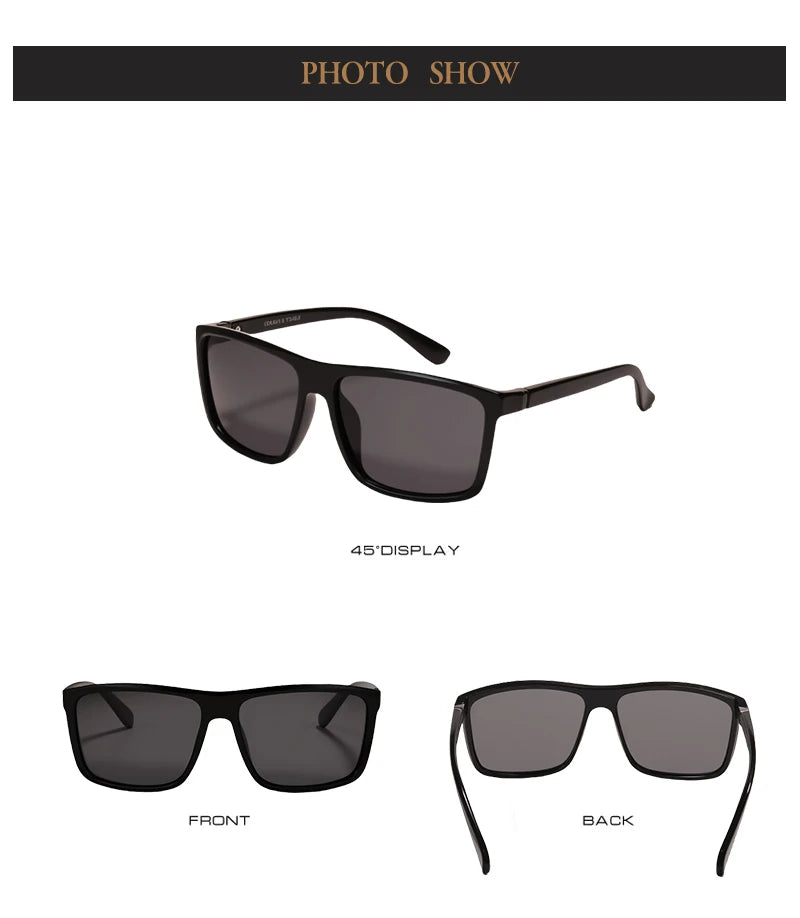 Classic Square Polarized Sunglasses Men Women Retro Black Sun Glasses Male Female Fashion Summer Anti Glare Driving Shades UV400