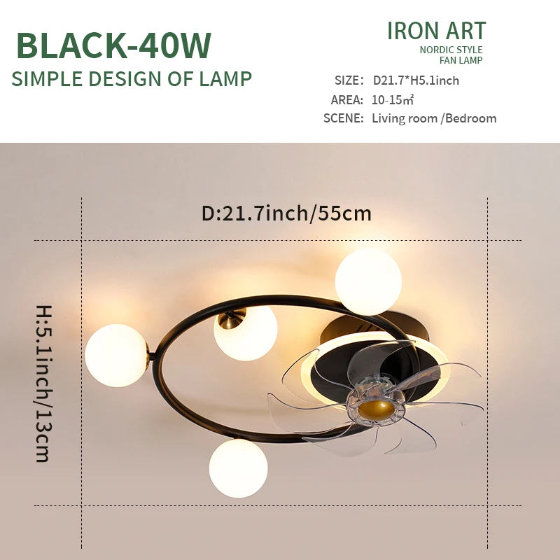 Nordic invisible ceiling fan light fan ceiling minimalist light fan ceiling for Bedroom Dning Room Living Room gold ceiling fans