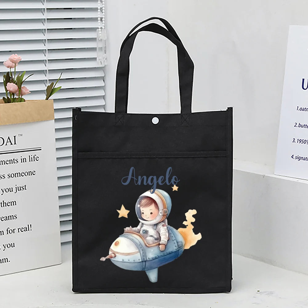 Personalized Kids Library Tote Bags Homeschool Cute Custom Name Reading Books Bag Children School Bag Birthday Gifts for Kids