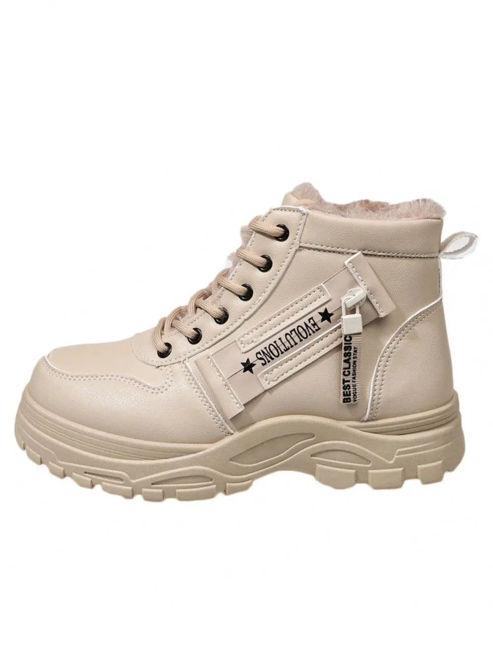 Women's Winter Snow Boots Warm Plush Lined Lace Up Chunky Platform Sneaker Booties Side Zipper Outdoor Walking Shoes for Ladies
