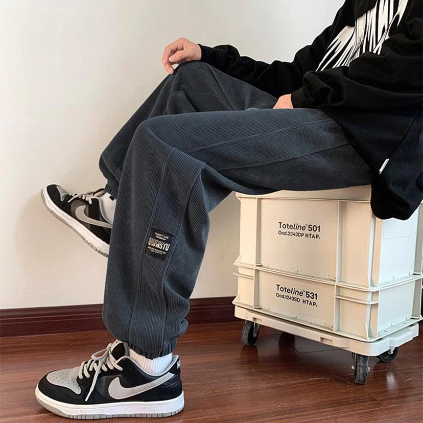 2025 New Men's Corduroy Casual Pants Autumn Winter Wear Resistant Dirt Proof Loose Fit Sport Style Trousers for Working