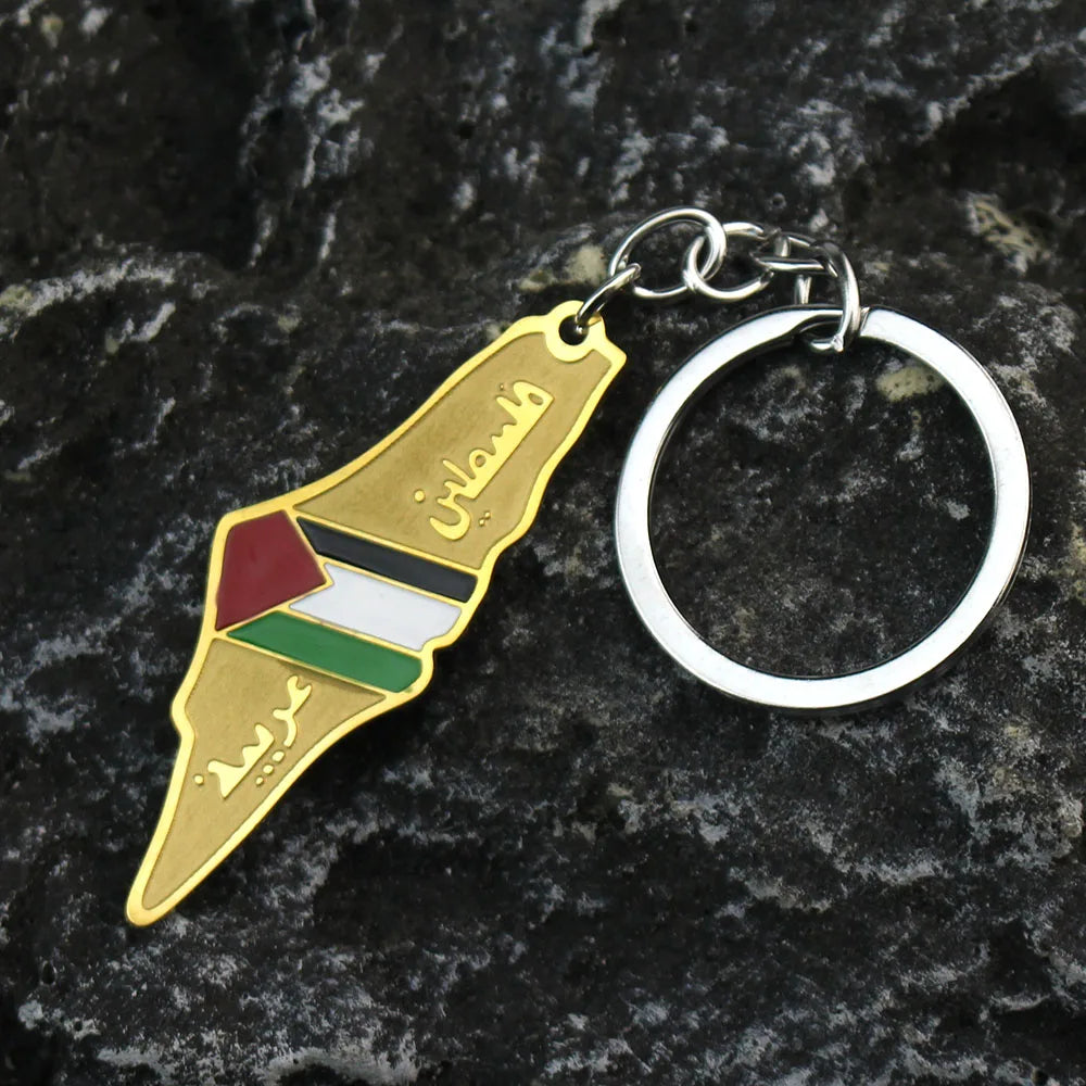 Palestine Map Flag Pendant Necklace For Women Men Stainless Steel Map Geography Necklace Choker Chain Jewelry