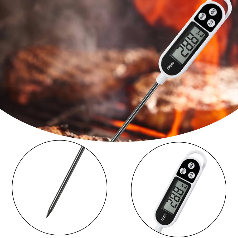 TP300 Electronic Food Thermometer LCD Display Kitchen Thermometer Digital Temperature Measuring Tool for Meat /Cooking /BBQ/Milk