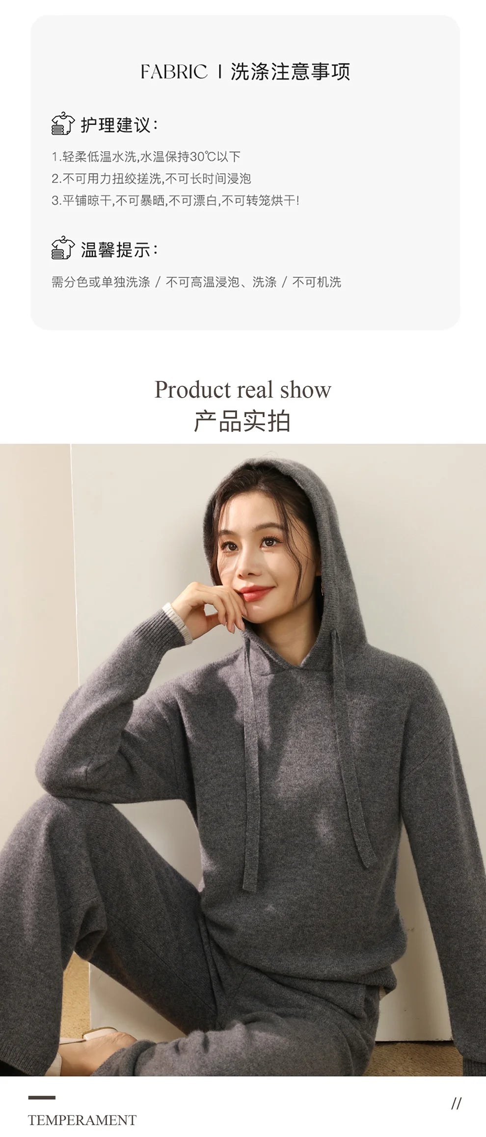 Autumn And Winter New 100 Pure Wool Suit Women Hooded Sweater Wide-Leg Pants Casual Knitting Two-Piece Suit