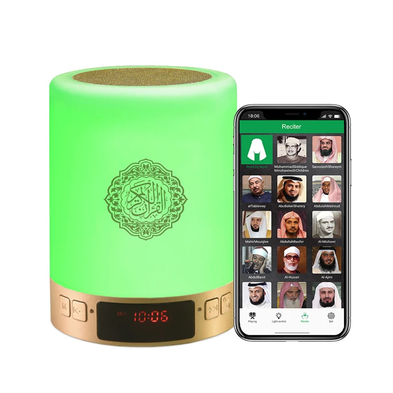Islamic Wireless Portable Quran Speaker LED Night Light Koran Lamp With AZAN Clock Mp3 Player Muslim Gift Veilleuse Coranique