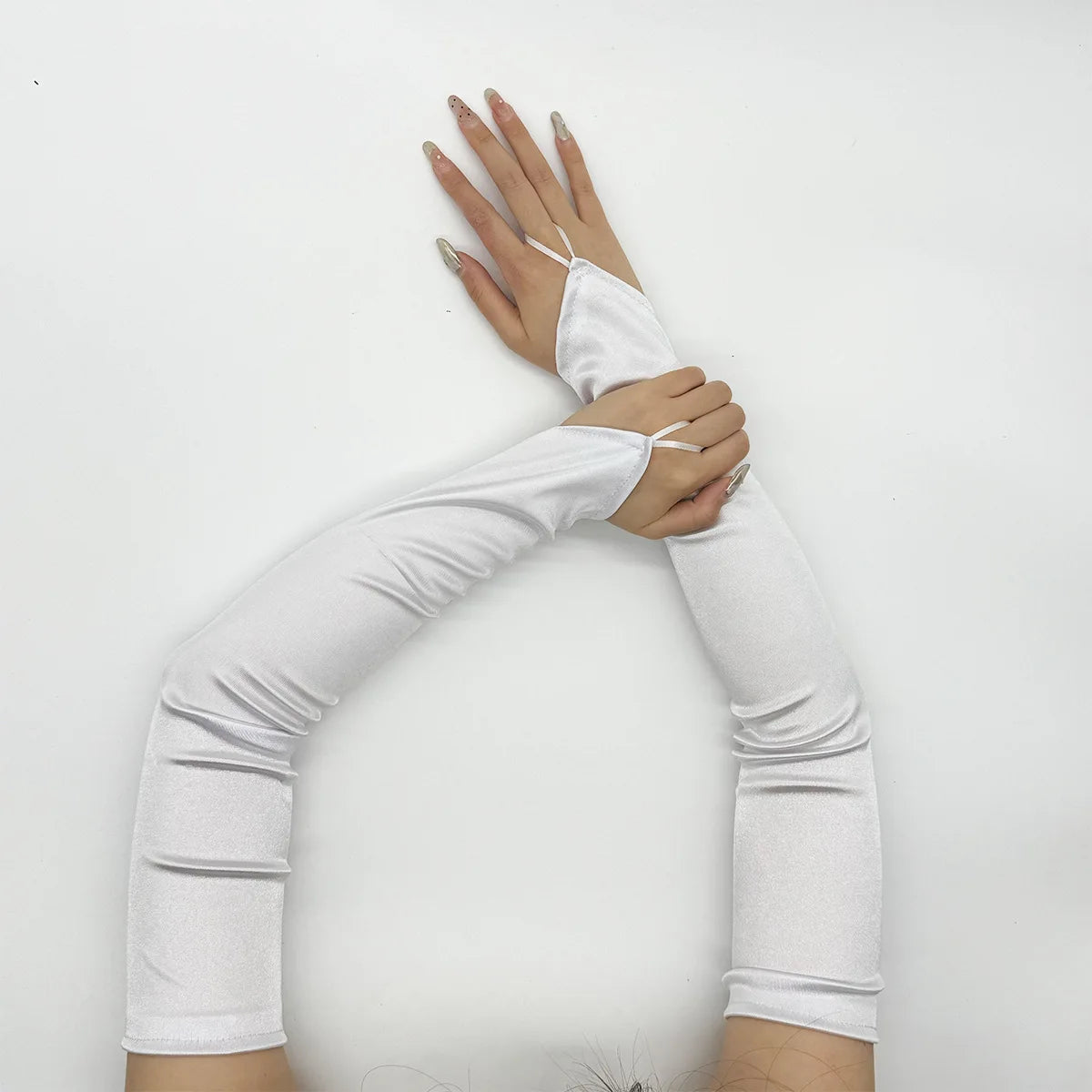 Ladies' Gloves, Long Hook-Finger Tinted Gloves, Ball Gloves, Bride's Wedding Dress Gloves, Sun-Protective Fashion Gloves C101