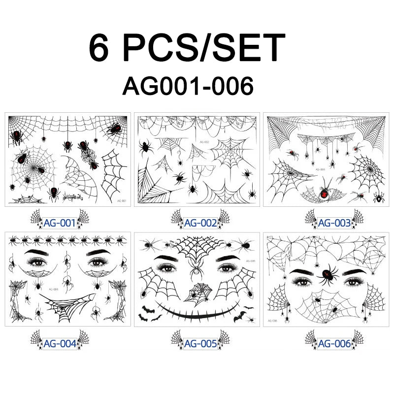Day of the Dead Halloween Tattoos Stickers Temporary Bloodstain Wound Costume Party Festival Celebration Make Up Arm Face Tattoo