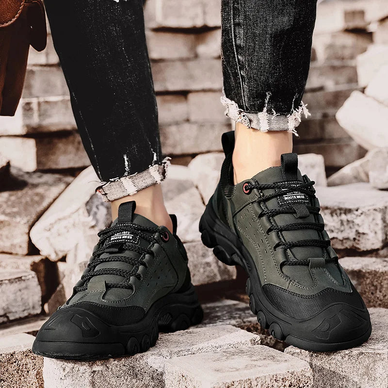Genuine Leather Men's Casual Shoes Outdoor Sneakers Non-Slip Sports Hiking Footwear Leisure Walk Male Treking Footwear Trainers