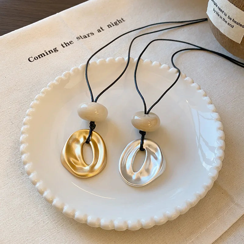New Irregular Pendant Necklace for Women Exquisite Simple Rope Chain Long Necklace Adjustable Casual Versatile Accessories Gifts