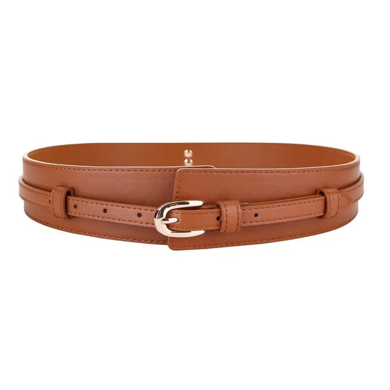 Genuine Wide Leather Belt Classic Pin Buckle Vintage Design Crafted with Genuine Leather Perfect for Women