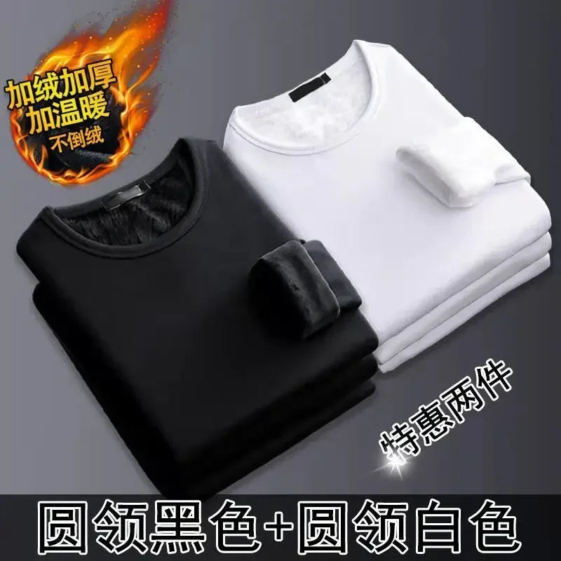 Thermal Underwear Shirt Men V Neck Fleece Sport Tops Autumn Thermo Clothing Comfortable Warm Long-Sleeved 5XL