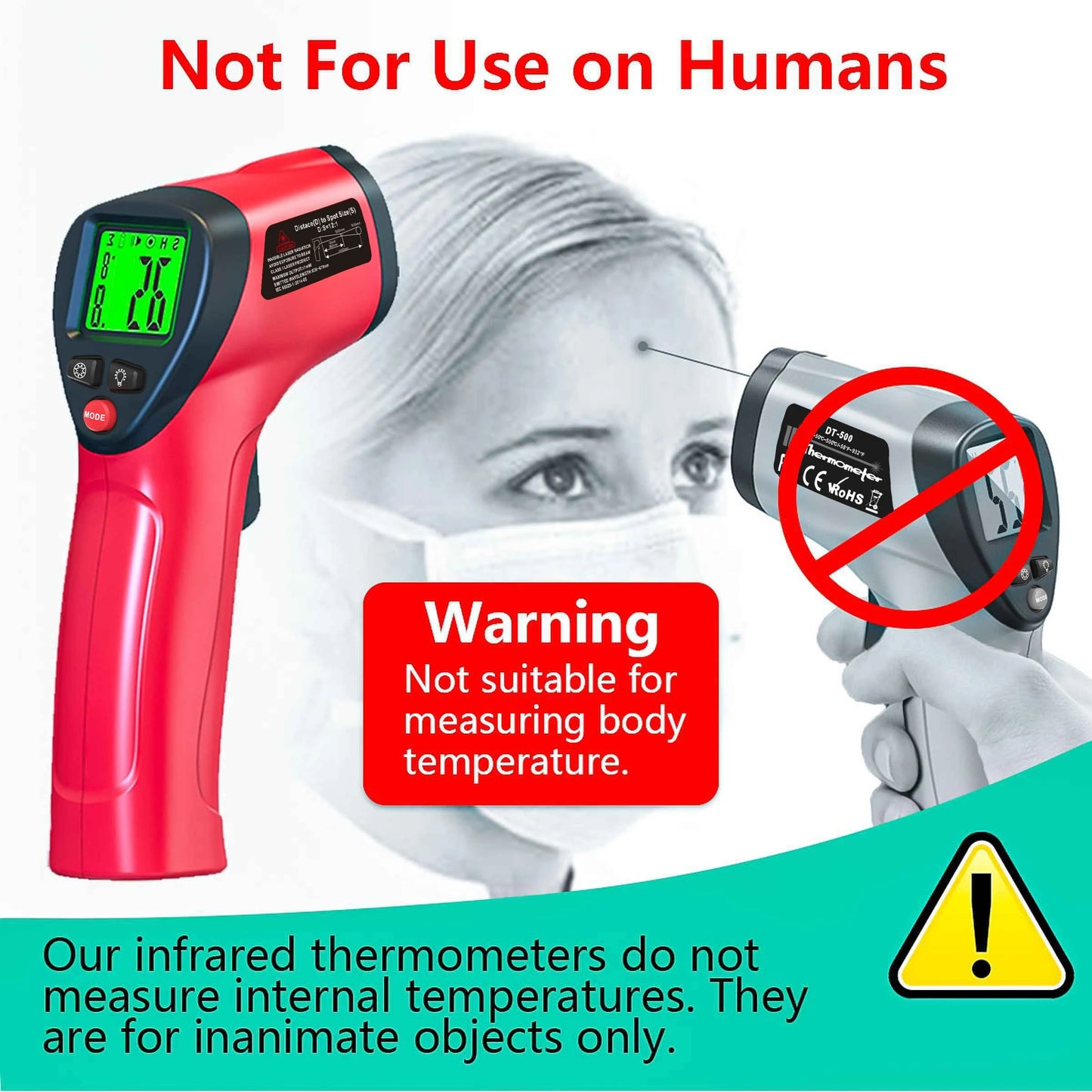 Infrared Thermometer Gun  -50~500°C Non-contact Laser Temperature Gun Handheld Temp Sensor Measure Digital Pyrometer LCD Backlit