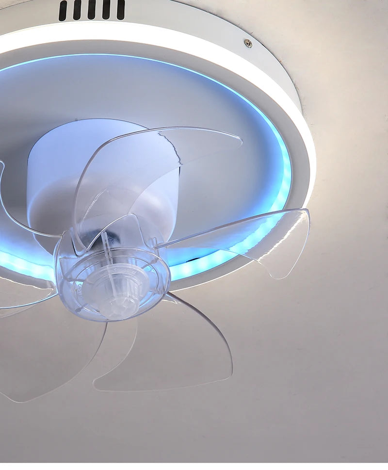 LED Ceiling Fan Lamp RGB Stepless Dimming Remote Interior Lighting Fixture Bedroom Living Home Decor Ceiling Fan With Light