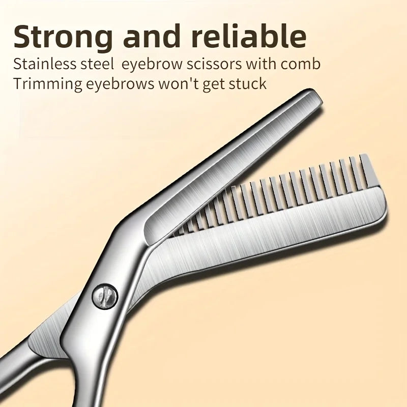 Stainless Steel Eyebrow Scissors with Comb Precision Shaping & Grooming Facial Hair Grooming Tool Perfect Face Care Tool Gifts
