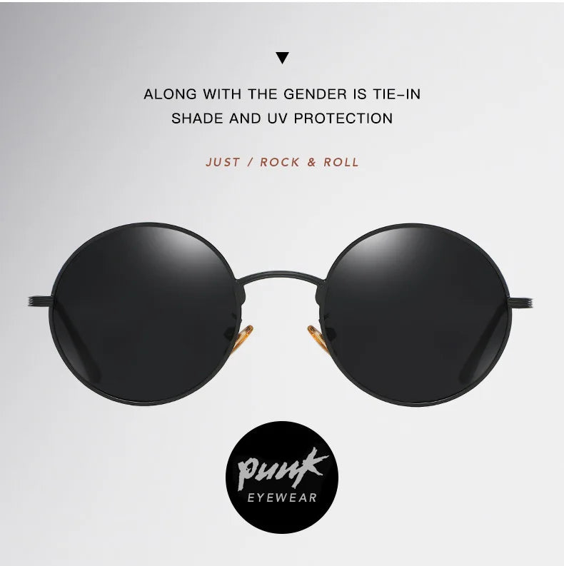 Men Polarized Sunglasses Retro Punk Style Metal Small Round Frame Sunblock Sun Glasses Drive Sports Outdoor Travel Eyewear T251