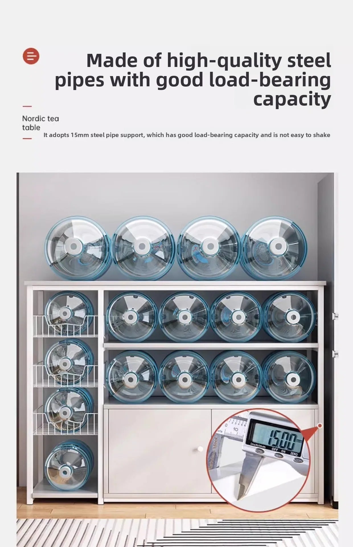 Heavy Duty Large Capacity Storage FurniturePantry Cabinet with Adjustable Shelves & Mesh Baskets Microwave Dishes