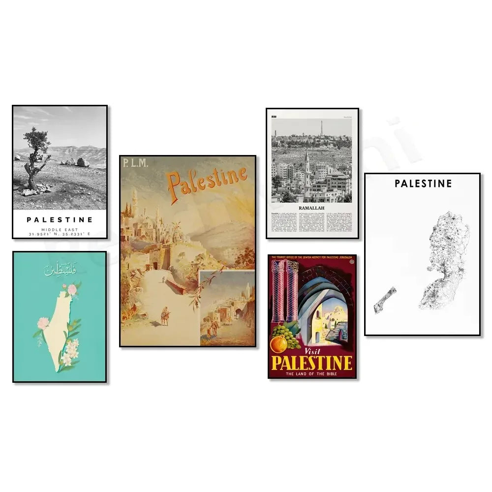 Palestine Poster Palestine Map Road Map Ramallah Black and White Print Bethlehem Palestine Map Palestine Travel Poster
