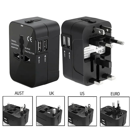 Global Conversion Plug Travel Conversion Socket Dual USB Port EU UK US AU AC Power Charger Universal Adapter Outlet Converter