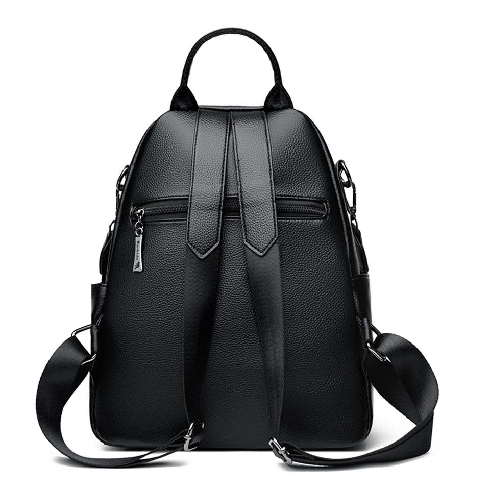 Fashion Backpacks Women Shoulder Bag Simple Rucksack Female Soft Leather Back Pack Ladies Travel Bag Large Capacity School Bags