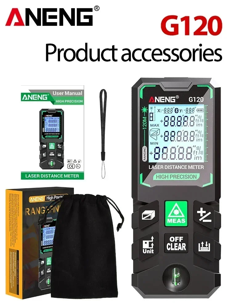 Laser Distance Meter ANENG Laser Tape Measure 40M/70M/100M/120M Laser Rangefinder Electronic Ruler Useful Measurement  Test Tool